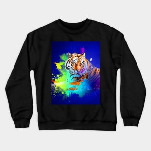 Colorburst tiger in blue Crewneck Sweatshirt